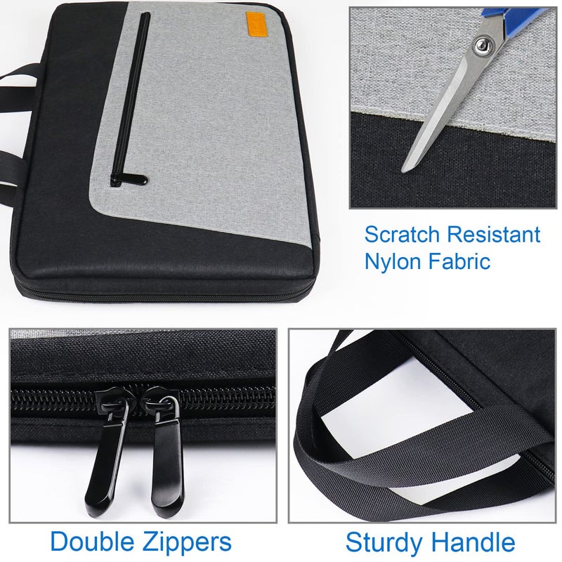 Naukay Laptop Sleeve, Slim Durable Notebook Computer Protection Case Business Briefcase Handle Bag Compatible with 14 15 15.4 inch MacBook Pro HP Dell Acer Asus Chromebook, Black/Grey - Image 5